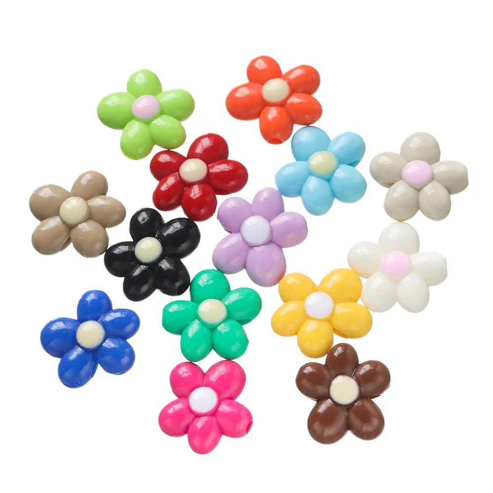 10pcs Daisy Small Flower Beads Acrylic Bead Loose Spacer Beads for DIY Jewelry Making Bracelets Necklaces Earrings