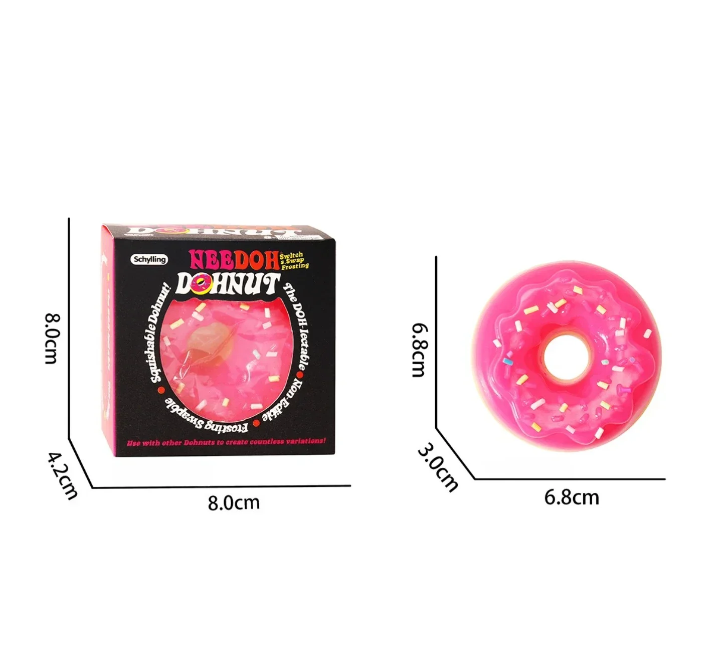 Needoh Dippin Dazzler Ei-Donut Stressabbau-Squishy-Würfel – Anti-Angst-Quetschspielzeug für Konzentration, ADHS-Unterstützung, Geschenke – Detail 7