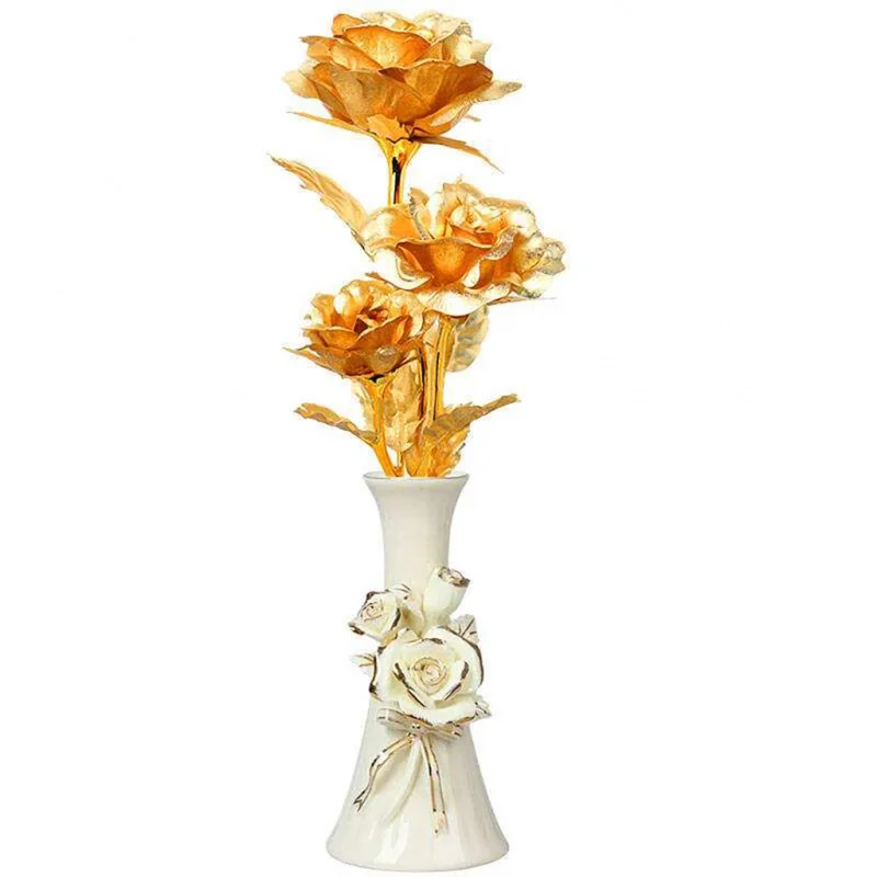 Single Gold-Foil Roses Opening Promotion Qixi Teacher's Day Birthday Gift Golden Leaf Creative Activity Small Gift