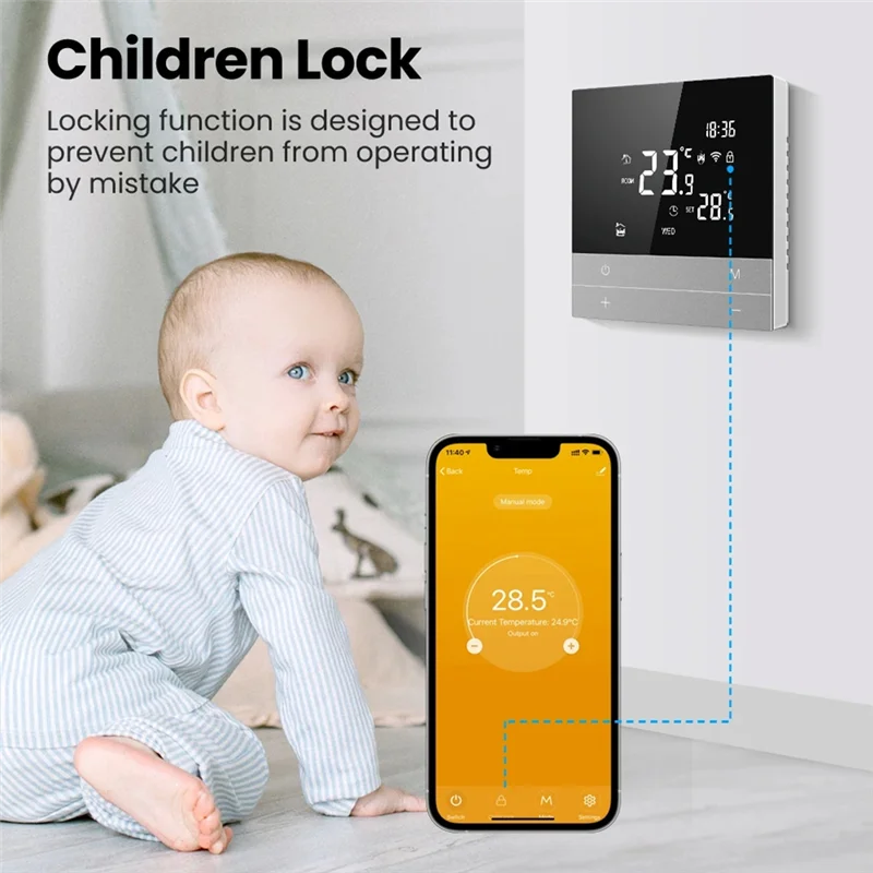 

-A32M Tuya Wifi Smart Thermostat Water Heating Temperature Controller For Google Home Alexa Durable (B)