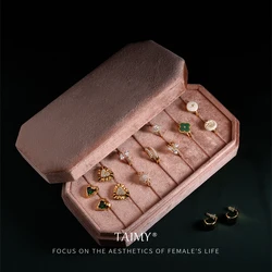 TAIMY-Soporte de anillos de terciopelo de felpa con tapa, caja de joyería, mesas de vestir, armarios, cajón de niñas, caja de embalaje rosa