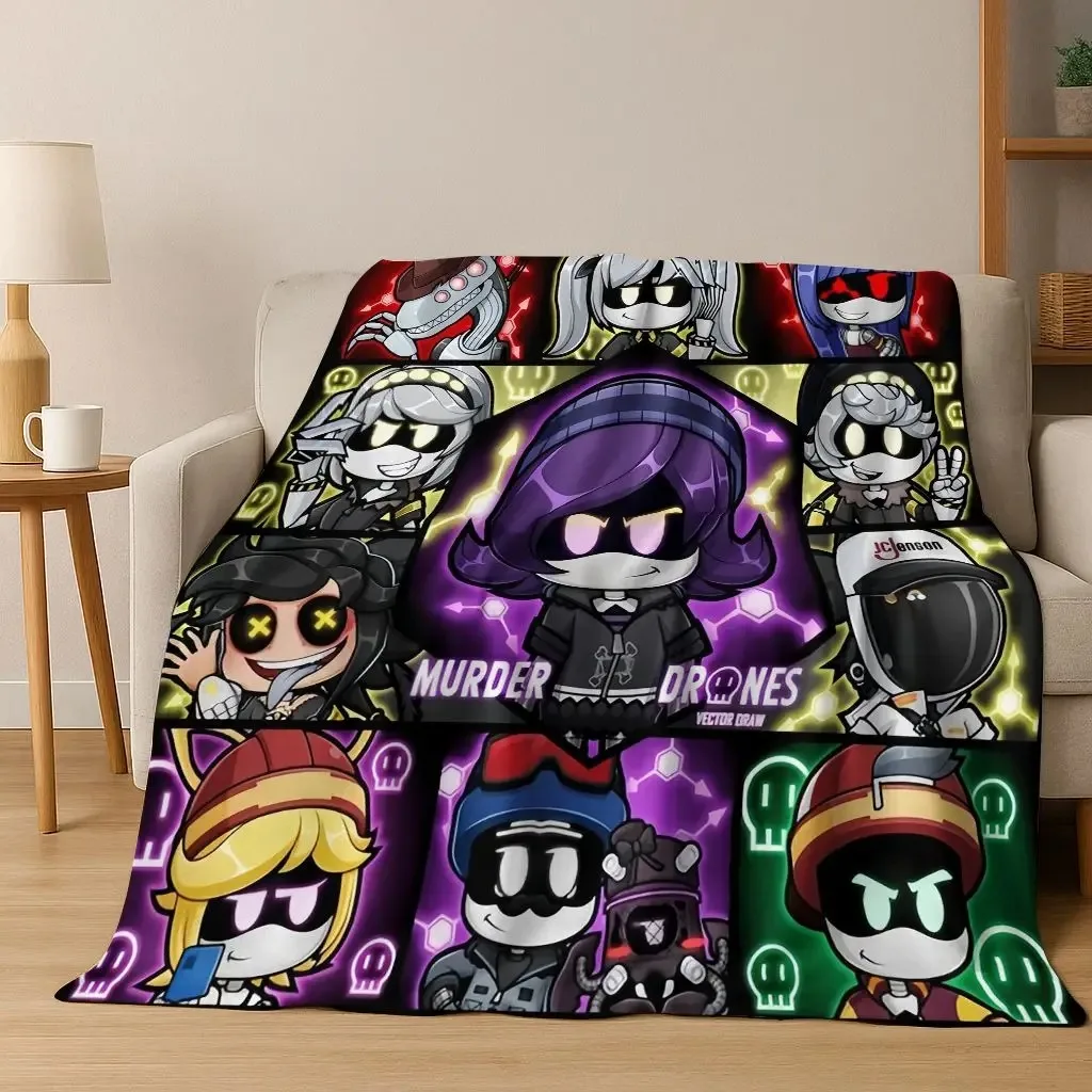 Cartoon Murder Drones Uzi Robot Art Flannel Blanket,Cozy Soft Throw Blanket for Home Bedroom Bed Sofa Picnic Cover Gift Kids