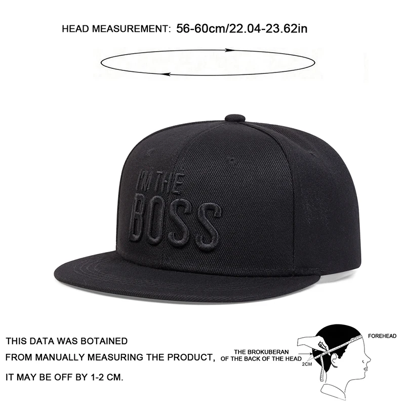 Unisex I 'M THE BOSS Letter Embroidery Hip-hop Hats Outdoor Adjustable Casual Baseball Caps Sunscreen Hat