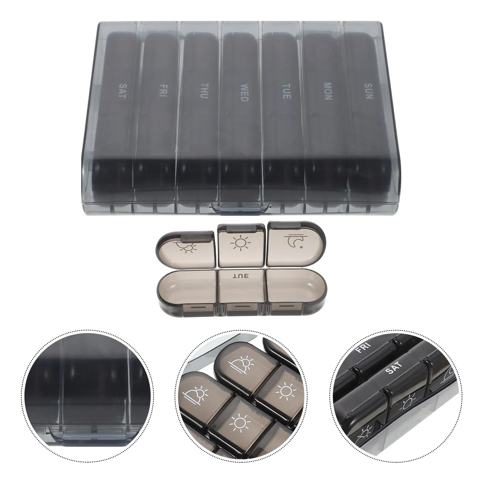 21-Slot Weekly Medicine Organizer Portable Pill Dispenser for Seniors Vitamins Supplements Travel Storage Compact Lightweight