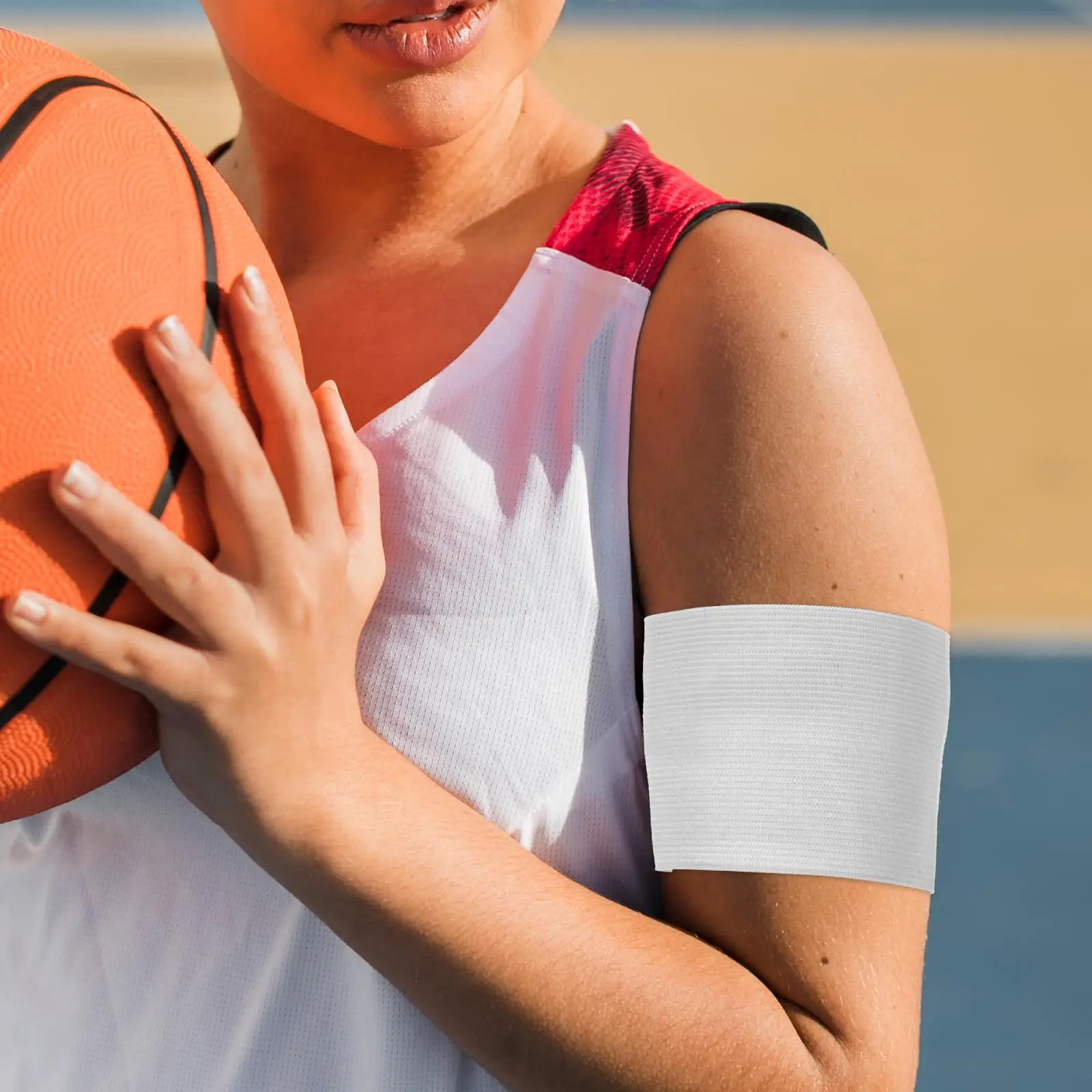 Brazalete blanco en blanco, brazaletes de capitán, diseño elástico ajustable, equipo deportivo, fútbol, baloncesto, resistente al desgaste, 4 Uds.