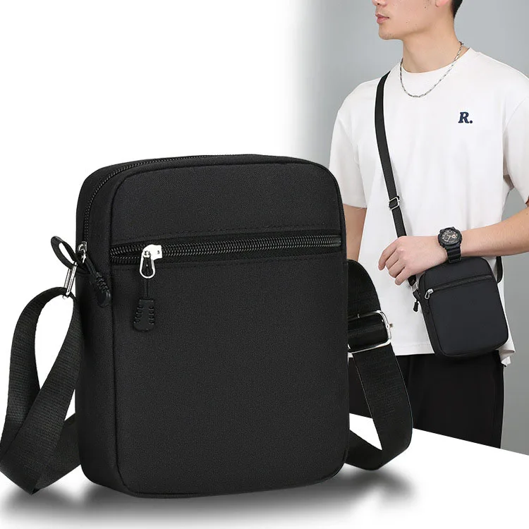 Oxford bolsa de ombro durável mini preto saco do telefone móvel pacote cintura masculino simples e casual crossbody saco