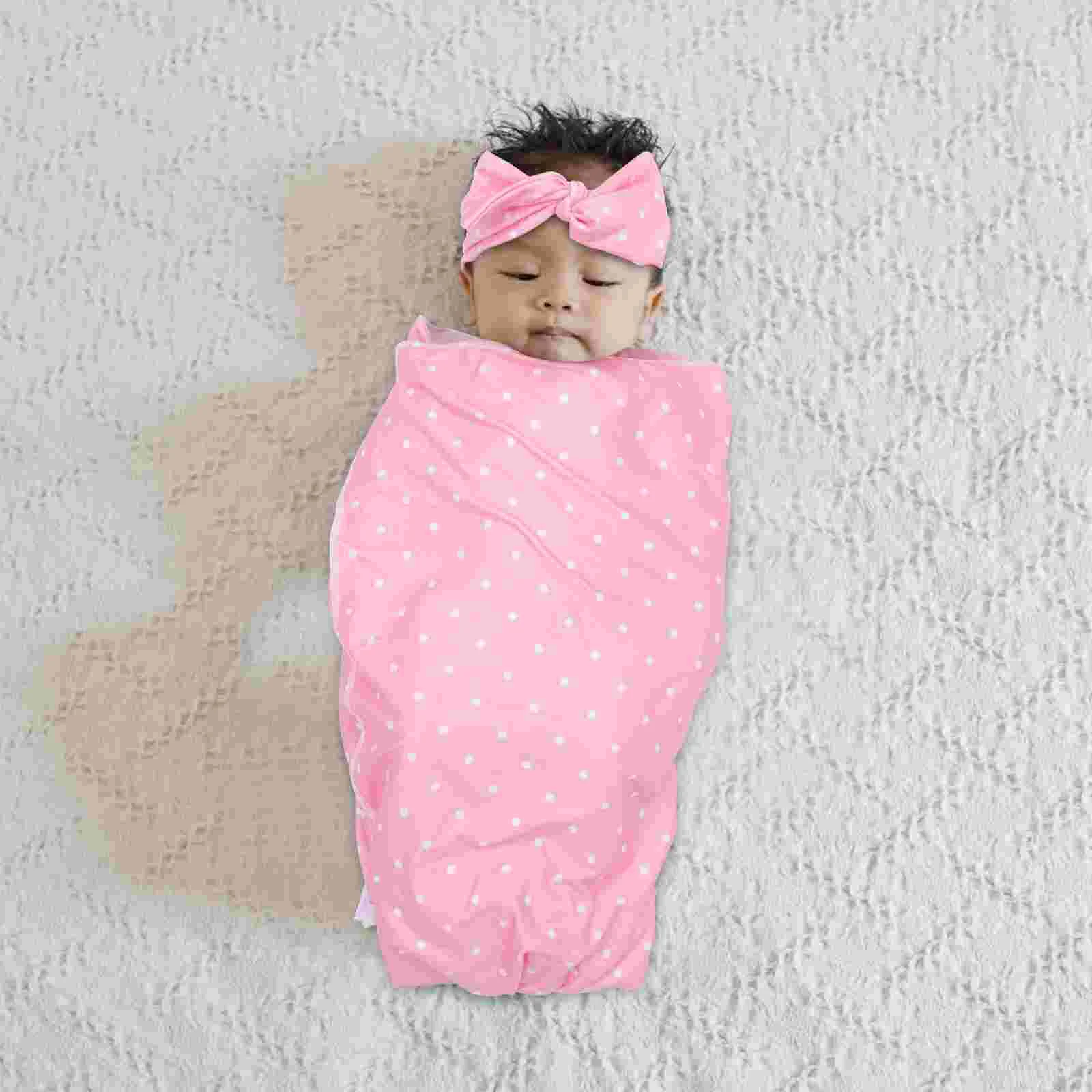 Wrap Baby Wrapping Towel Newborn Swaddle Pink Headband Hairband Photop Prop Washcloths Swaddles