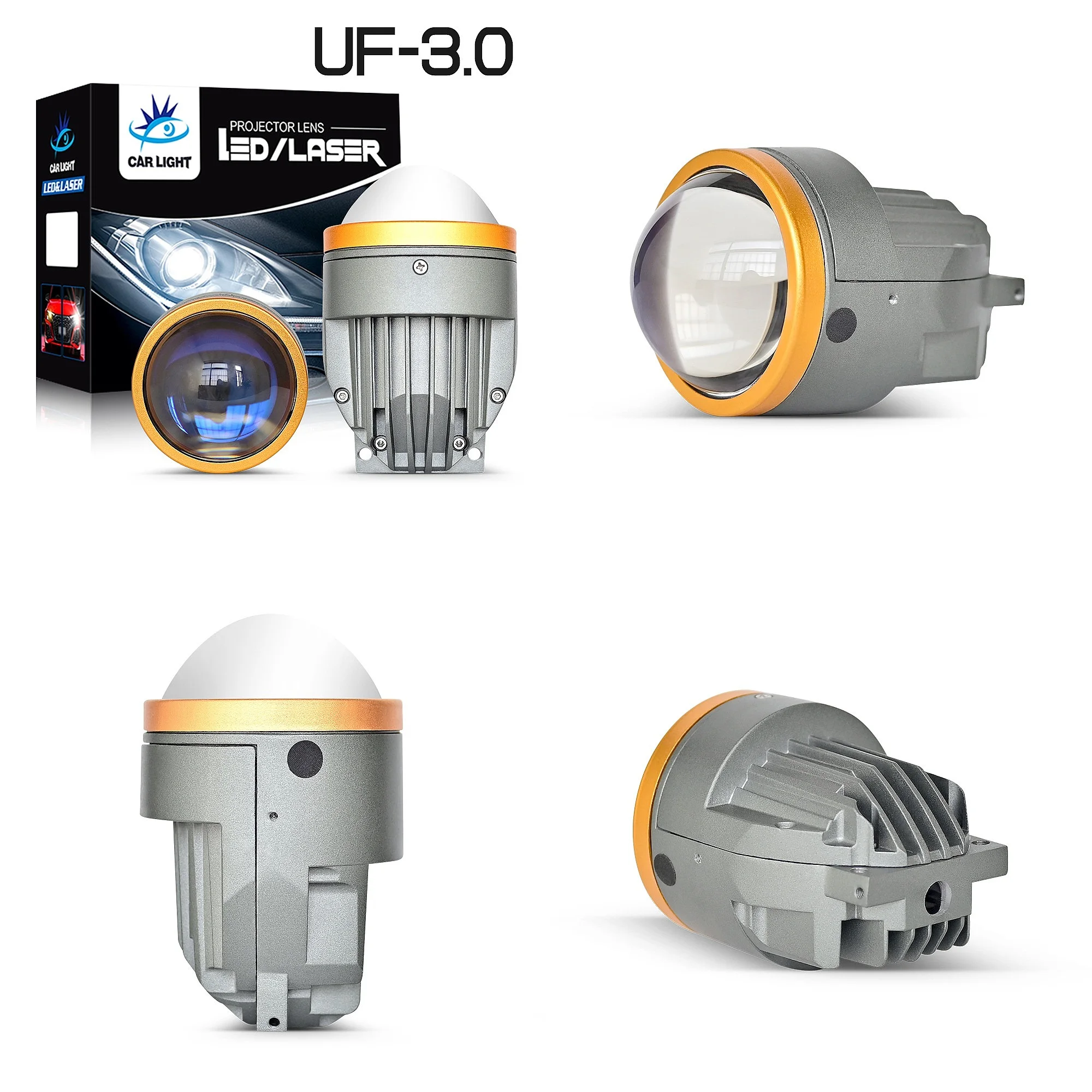 

Car LED Fog Light 3 Inch Bi LED Lens Waterproof Super Bright Dual Color Projector