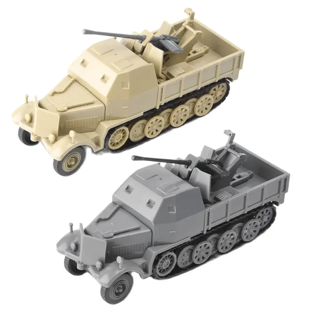 1/72 FLAK37 Armored Cannon Cars Model Building Kits Plastic Building Blocks German WW2 Air Defense Military Scale Assembled Toys