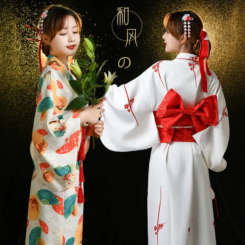 

2023 Two Color Japanese Traditional Bowknot Kimono Fashion Women Clothing Improved Performance Stage Costume Retro Loose Yukata