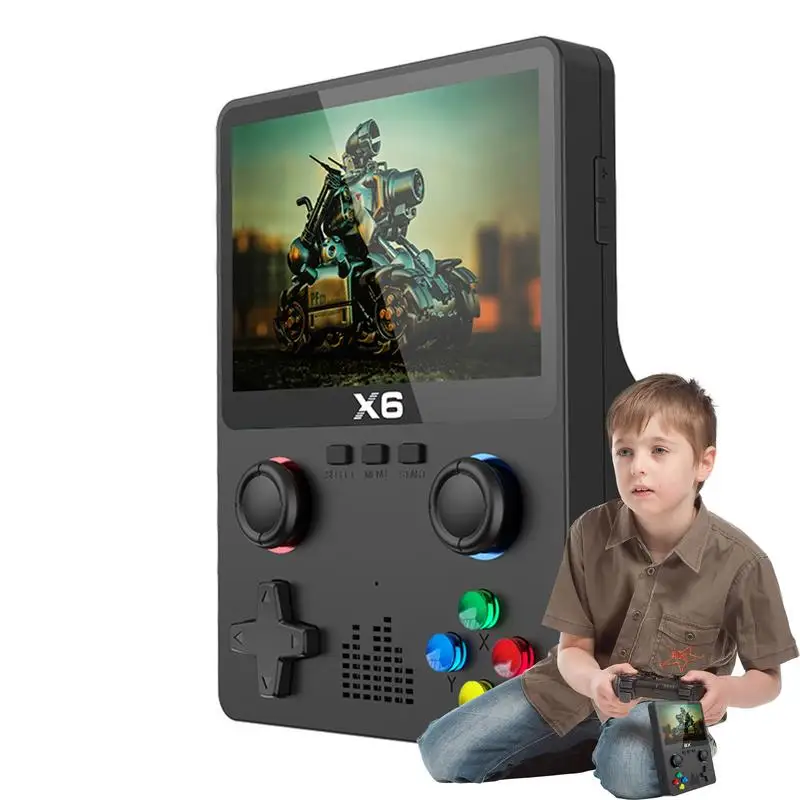 

New Video Game Consoles New X6 3.5Inch IPS Screen Handheld Game Player Dual Joystick 11 Simulators GBAs Christmas Kids Gifts