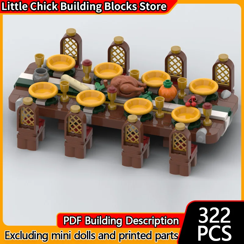 

City Street View Model MOC Building Bricks Medieval Dining Table Modular Technology Children Holiday Gifts Assemble Toys Suit