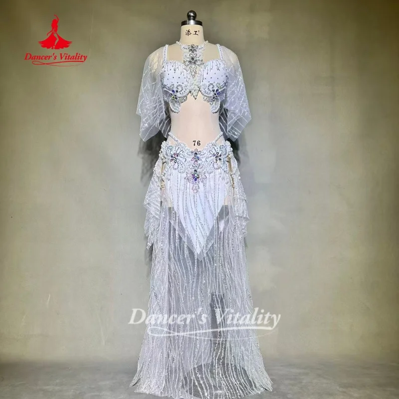 Belly Dance Suit Customized Exquisite Pearl AB Stones Performance Costume Oriental Dance Competition Clothing Dance's Vitality