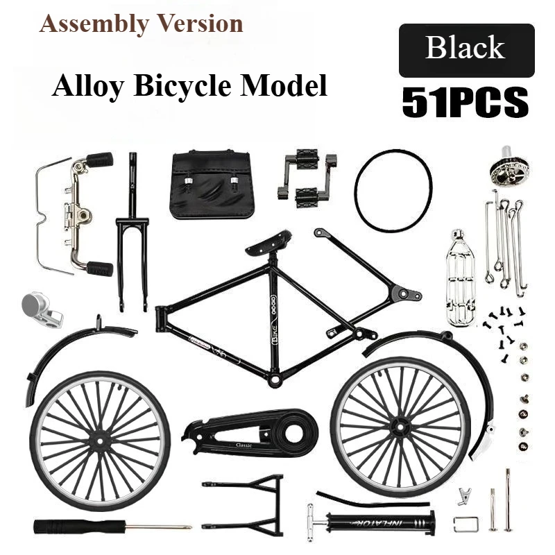1:10 Vintage 28 Bicycle Model - Alloy Die Cast Metal Bike, DIY Desktop Decoration for Home Office, Creative Gift for Adult Men