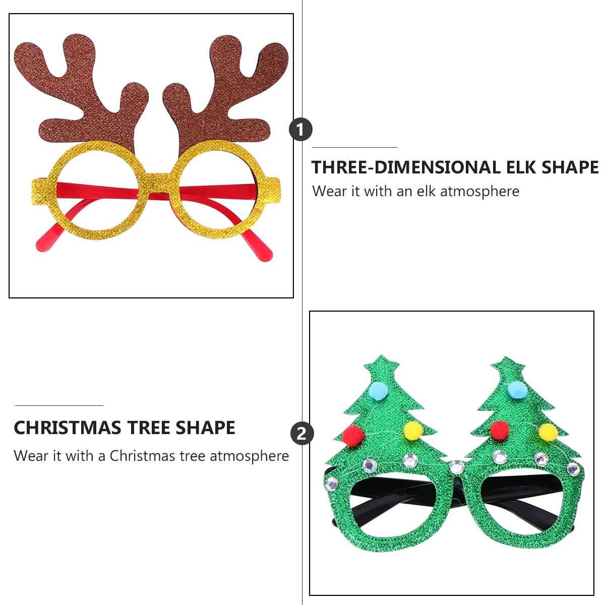 

6Pcs Christmas Decoration Glasses Funny Pattern Design Party Costume Props for Masquerade Carnival Easter Halloween Cosplay