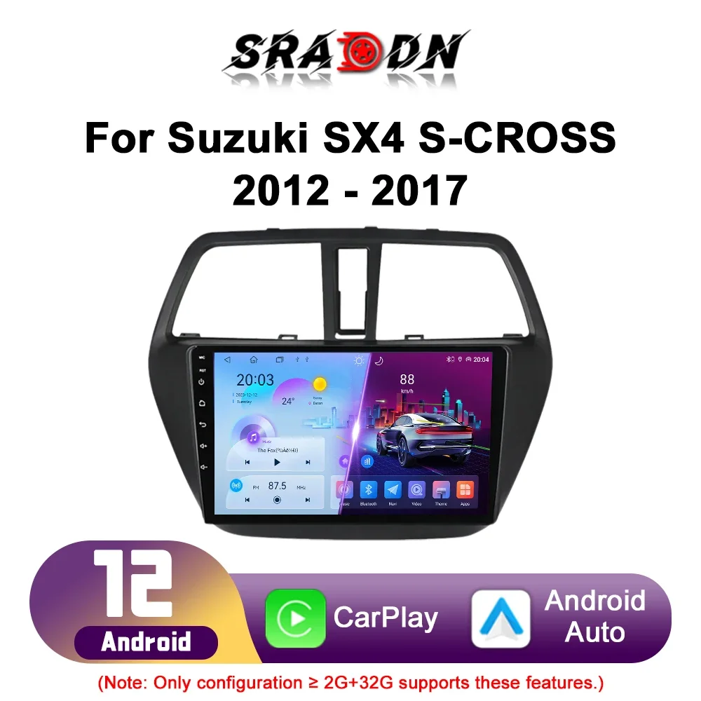 For Suzuki SX4 S Cross 2012-2016 Car Radio Android Automotive Multimedia Player Navigation GPS Carplay Touch Screen Auto Stereo