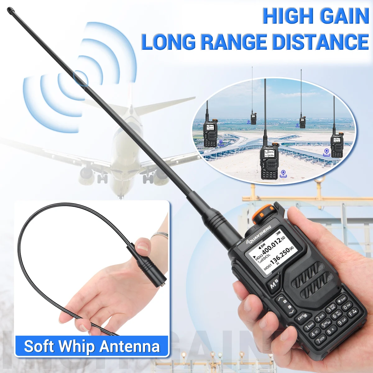 AM-771 Air Band SMA-Buchse Antenne 108–136 MHz für Quansheng UV K5 (8) K6 Baofeng UV 5RH 21 PRO V2 UV-98 Walkie Talkie Amateurfunk – Detail 2