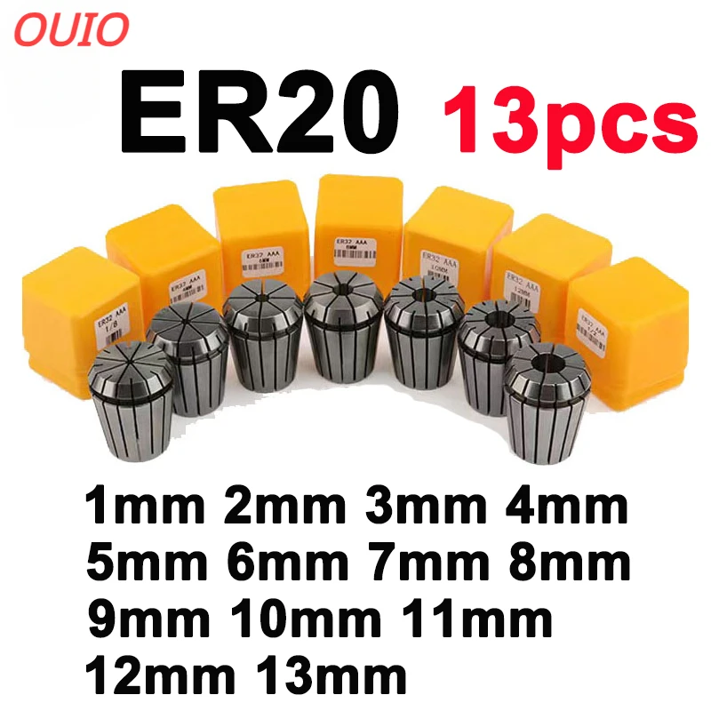 OUIO ER11 ER16 ER20 ER25 Collet Chuck Set 1-16mm Spring Collet For CNC Machining Center Engraving Machine Lathe  Tool Collect