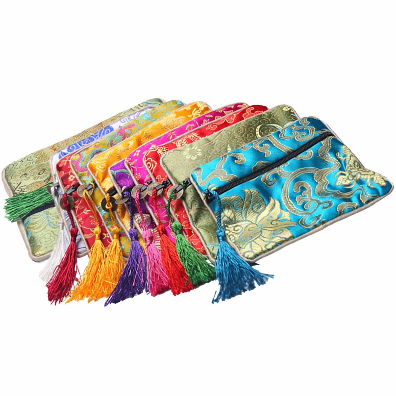 

10 шт. подарочных мешочков в китайском стиле для украшений, из парчи, разных цветов, для свадебных сувениров, браслетов из нефрита, бусин Будды