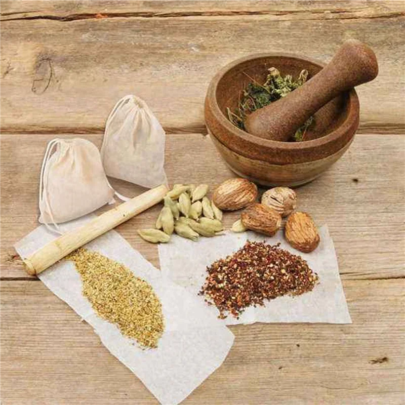 FYBL-100 قطعة أكياس قطنية برباط أكياس موسلين، أكياس مشروب الشاي (4 × 3 بوصات) #3