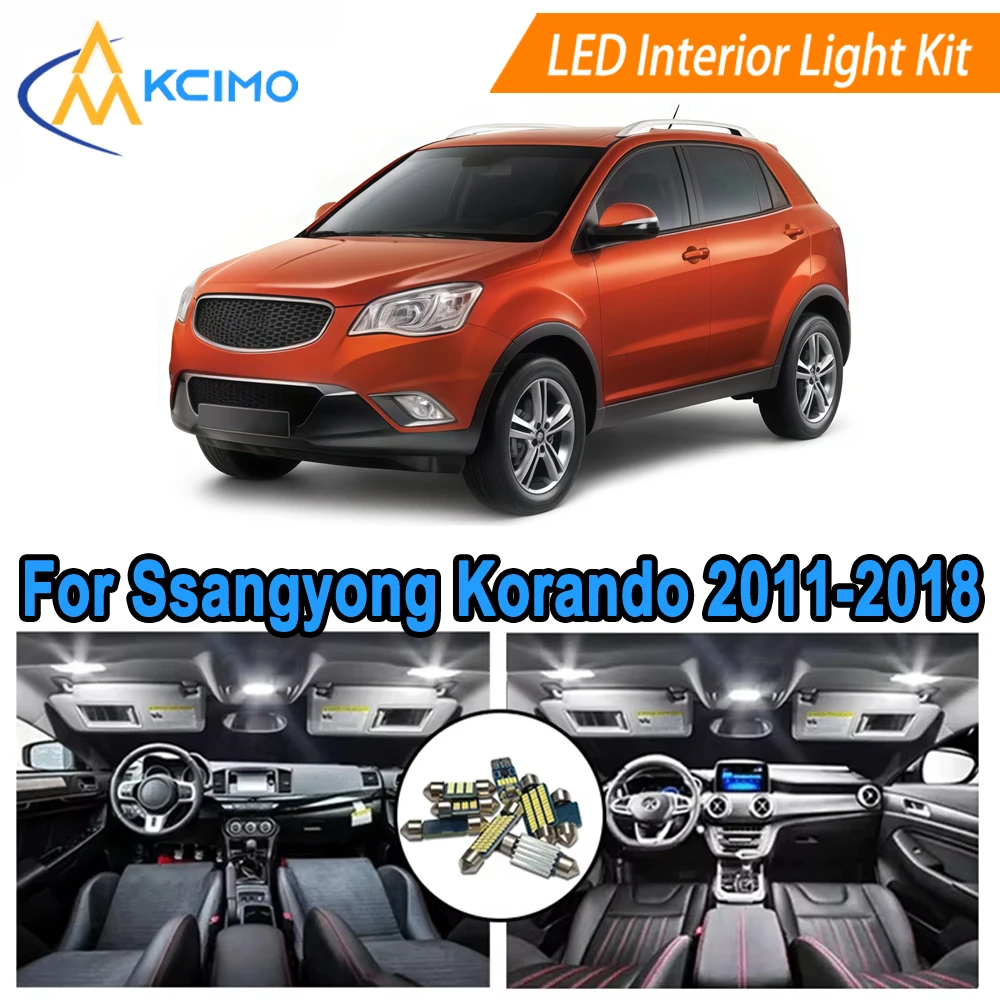 

LED Interior Light Bulb Set For Ssangyong Korando C 2011-2018 Easy Install Bright White/Blue Dome Map Door Courtesy Brights