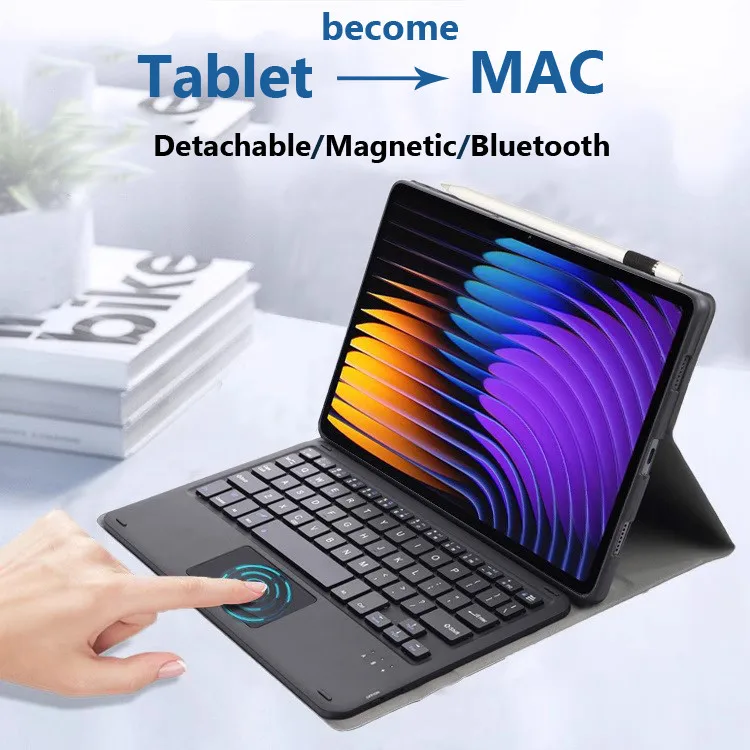 

Клавиатура с чехлом для Infinix Xpad 20 Pro 2025 12.0 дюймов, беспроводная Bluetooth-тачпад, клавиатура, магнитный чехол с мягким чехлом из ТПУ
