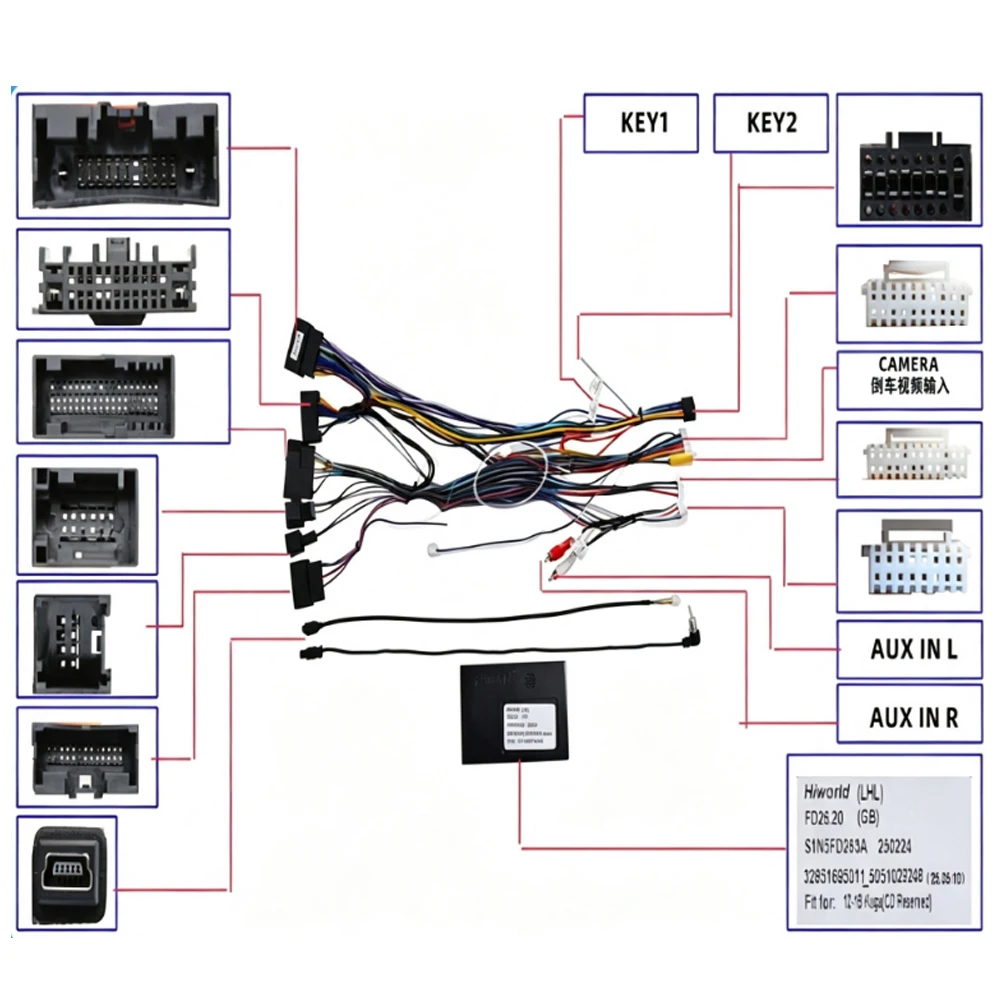 Car Radio GPS Player Wiring Harness Android Power Cable Canbus For FORD KUGA 2013-2018 (KEEP THE ORIGINAL CAR CD)