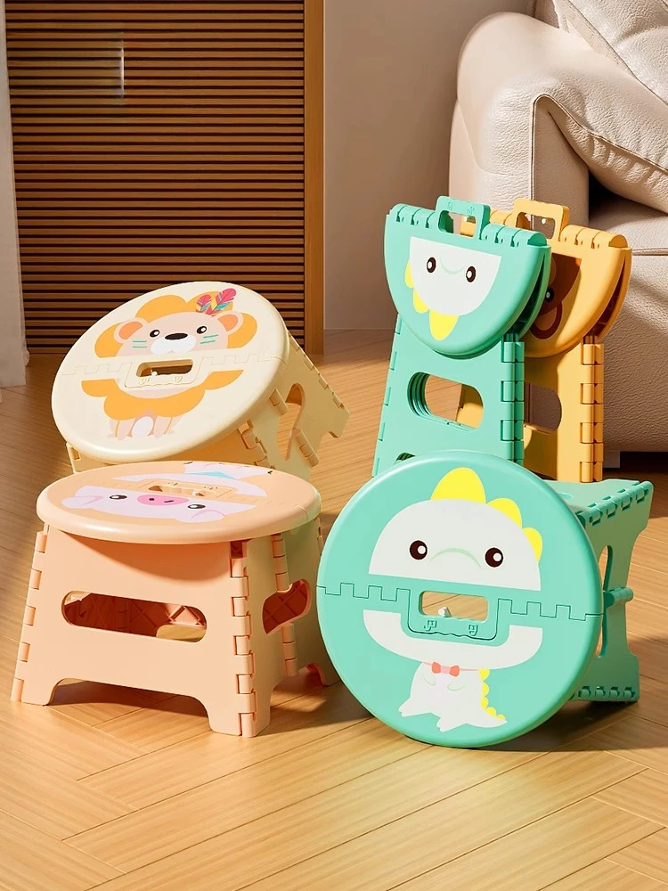

Thickened folding stool plastic portable household small bench cartoon creative children low stool adult outdoor