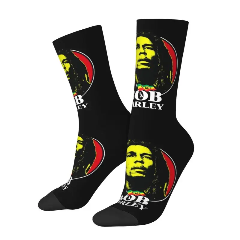 Reggae Rock Bob Marley Men's Crew Socks Unisex Novelty Spring Summer Autumn Winter Dress Socks