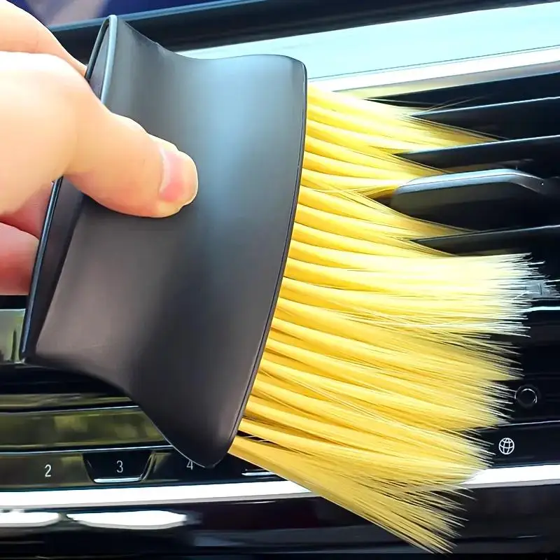 Multi-faceted dust brush-flexible bristles ergonomic handle, suitable for air conditioning vents/car details.