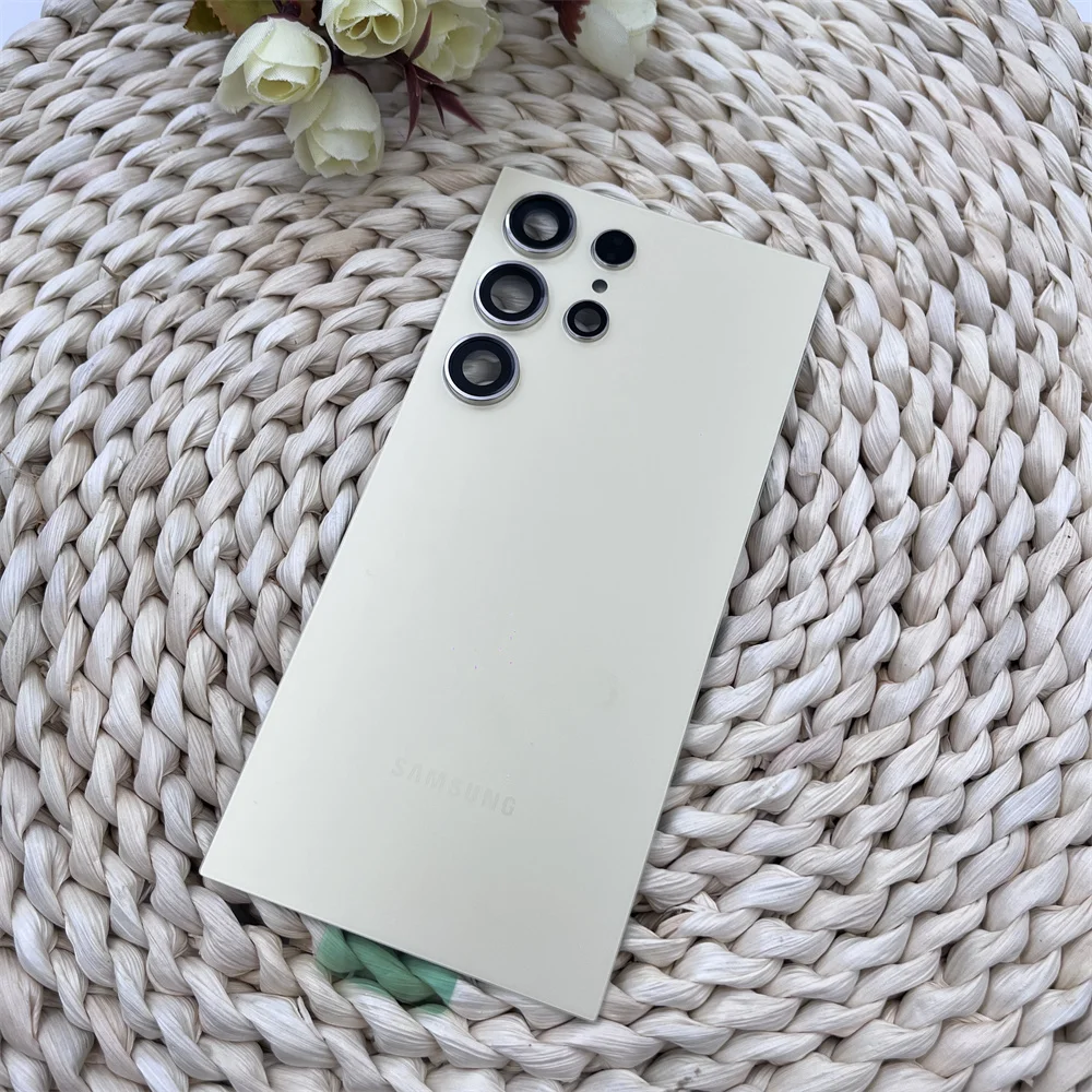 SAMSUNG GALAXY S24 Ultra S24U Handyhülle Echte Tür 3D-Glas Ersetzen Sie die hintere Batteriegehäuse mit Kameraobjektiv und Kleber