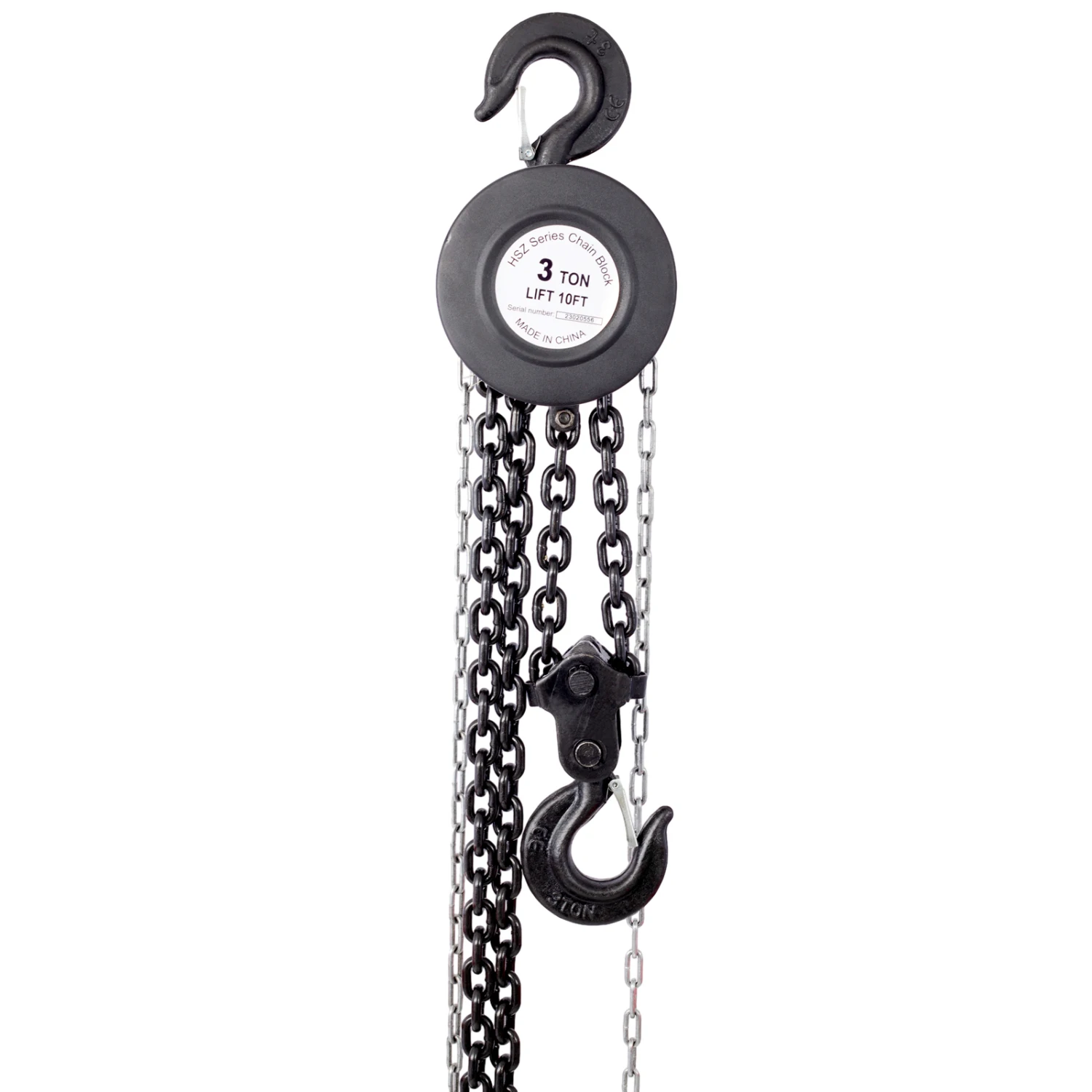 

Chain Hoist 4400lbs 2T Capacity 10ft with Heavy Duty Hooks - Manual Steel Construction, Black