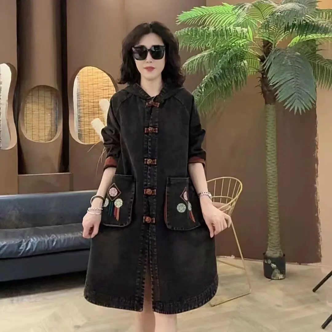 Denim Jacket Women\'s Spring And Autumn 2023New Korean Heavy Industry Embroidered Windbreaker Slim Mother Thin Denim Jacket