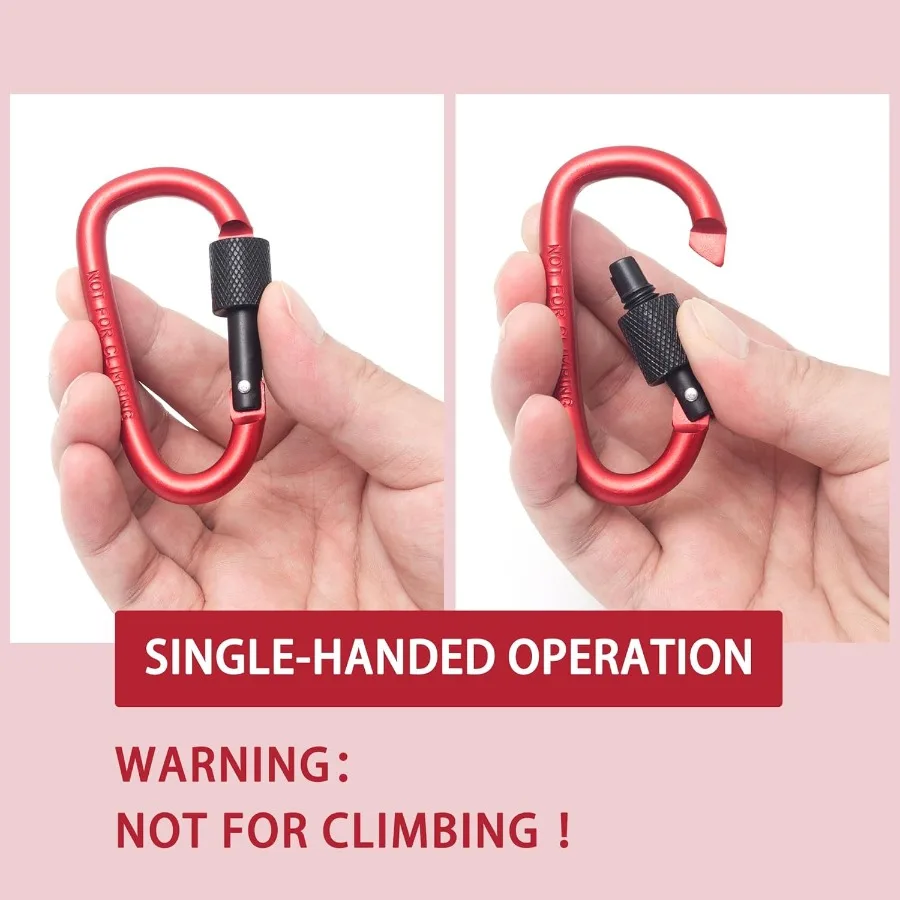 8 الألومنيوم Dshaped مشبك معدني حلقة تسلق قفل حلقة تسلق التخييم الصيد في الهواء الطلق استخدام كليب مع باب حلزوني لديها مجموعة متنوعة من Col