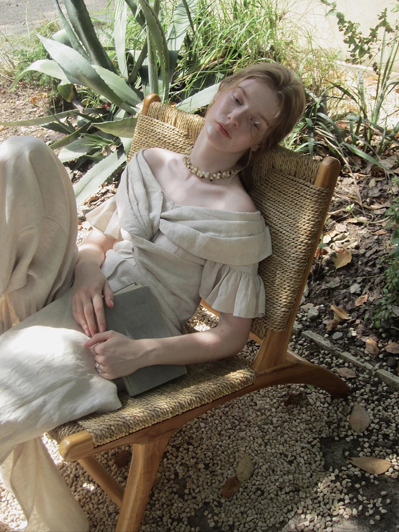 

Женские брюки-палаццо Cariedo из высококачественного льна с узлом, французский стиль, весна-лето-осень