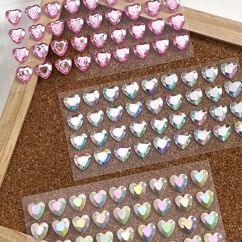 Laptop Scrapbooking Hand Account Bling Decorative Sticker 3D Crystal Diamond Sticker DIY Children Toys Love Heart Rhinestone