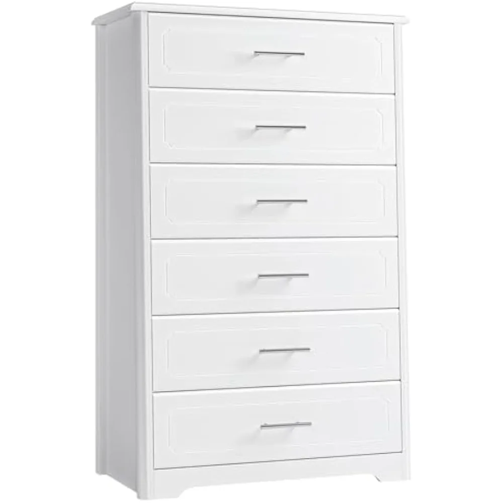 

Dresser for Bedroom,White Dresser,Modern 6 Drawer Dresser for Closet,Wood Chest of Drawer,Vertical Dresser Chest Storage Cabinet