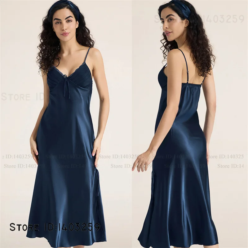 

Женская длинная ночная рубашка больших размеров, сорочка, одежда для сна, сексуальная кружевная ночная рубашка, интимное белье, домашнее платье из ледяного шелка, одежда для дома, ночная рубашка