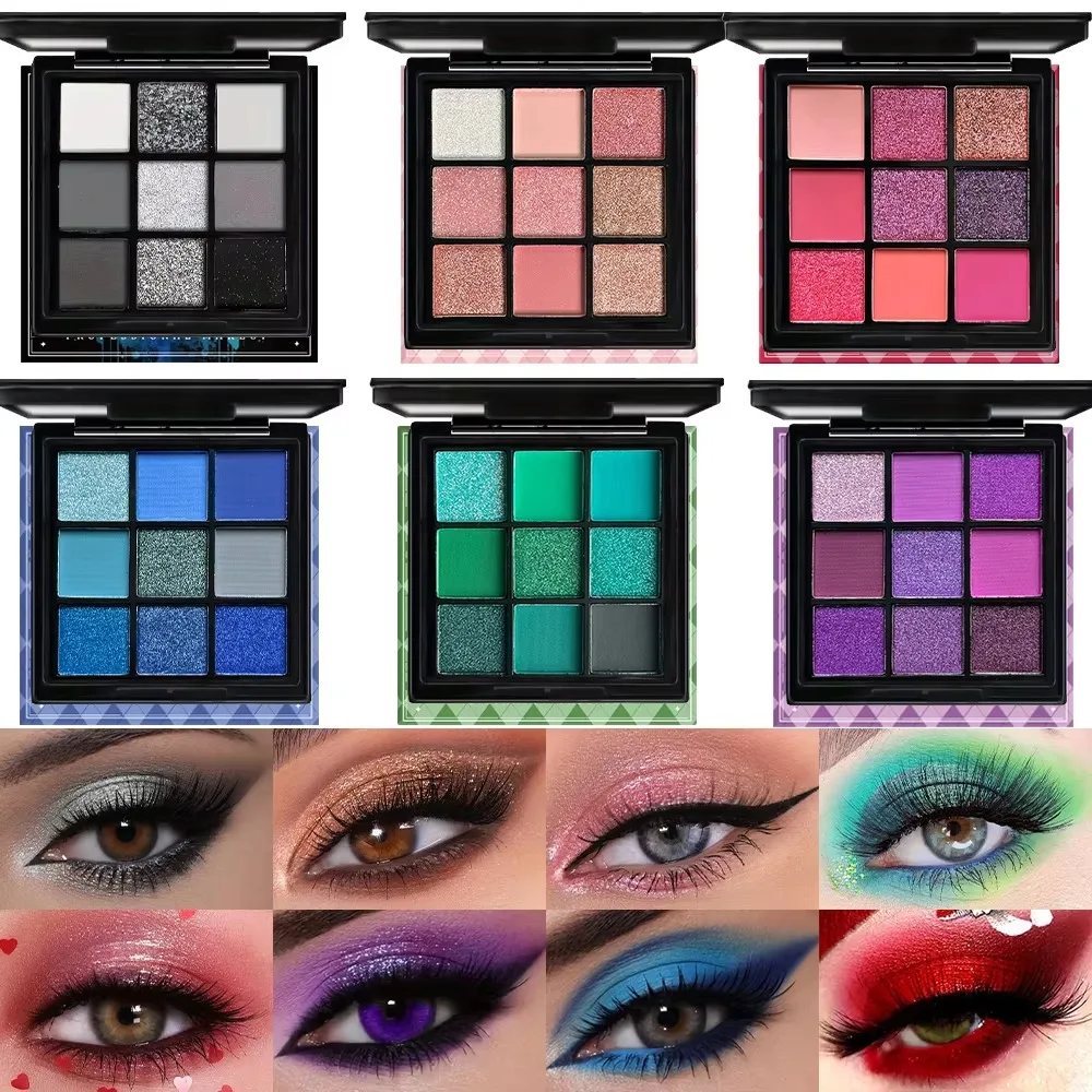 9-Grid Eyeshadow Set Light To Deep Pearlescent Matte Glitter Eyeshadows Waterproof Shimmer Deer Eyeshadow Palette Women/Girl