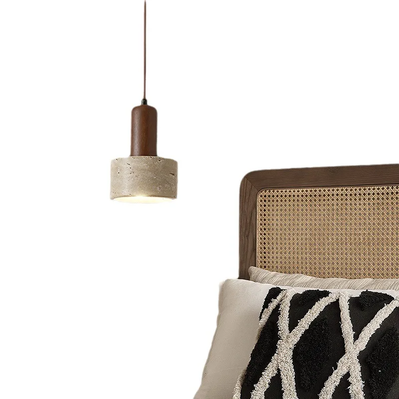 

Yellow travertine chandelier, Japanese-style wabi-sabi wind, bedside chandelier, medieval retro bedroom chandelier