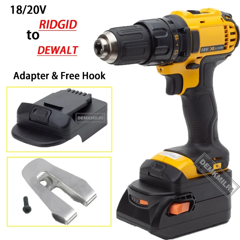 ตัวแปลงแบตเตอรี่เครื่องมือสำหรับ AEG ridgid TO DeWalt ตัวแปลงแบตเตอรี่ Li-ion 18V 20V Bor listrik เครื่องมืออุปกรณ์เสริม (ไม่รวมแบตเตอรี่)