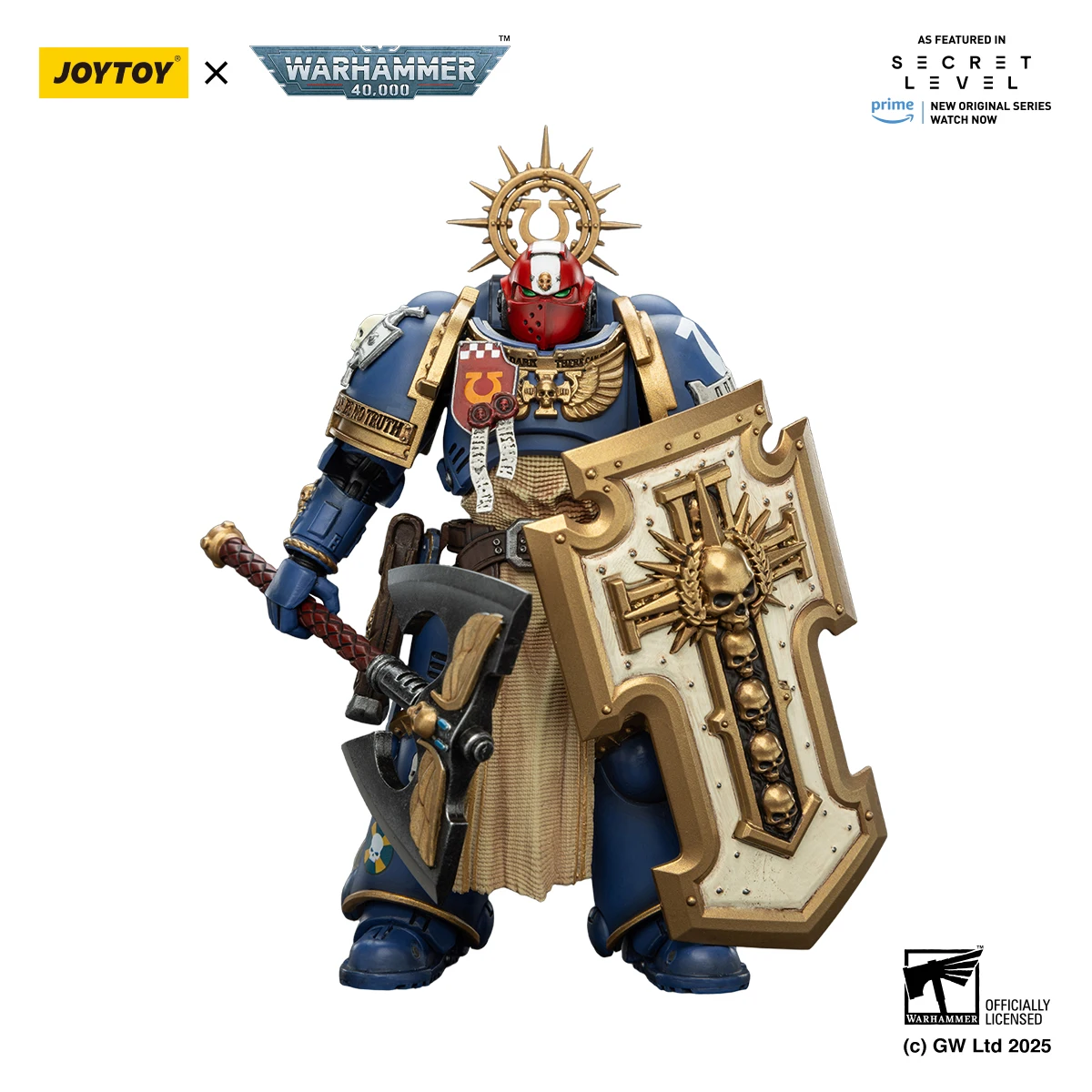JOYTOY Warhammer40K 1/18 Space Marines 2 Action Figure Ultramarines Metaurus with Power Axe, Stormshield and Plasma figures Toys