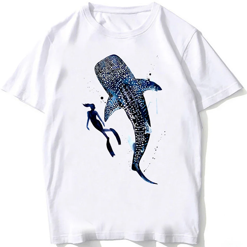 Whale Shark Anatomy Biology T-shirt Unisex Loose Casual T Shirts Men\'s Beach Diving White Print Vintage Tops Clothes streetwear