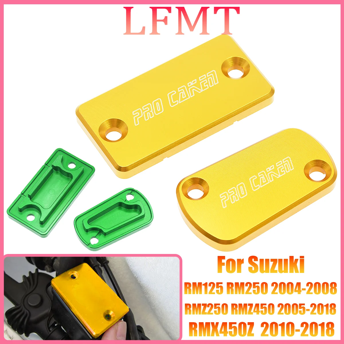 

For Suzuki RM125 RM250 RMZ250 RMZ450 RMX450Z RM RMZ 2004-2018 CNC Motorcycle Front and Rear Brake Reservoir Caps Oil Fluid Cover