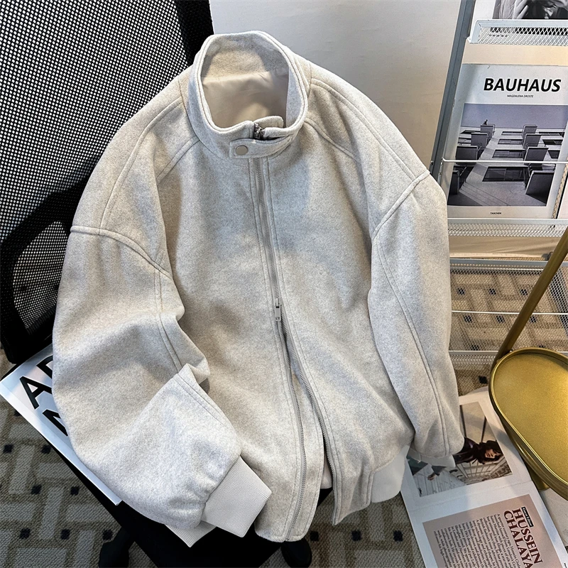 

Мужская куртка в стиле ретро с воротником-стойкой для весны и осени, модная брендовая, высококачественная, свободного кроя, в американском стиле, для пар.