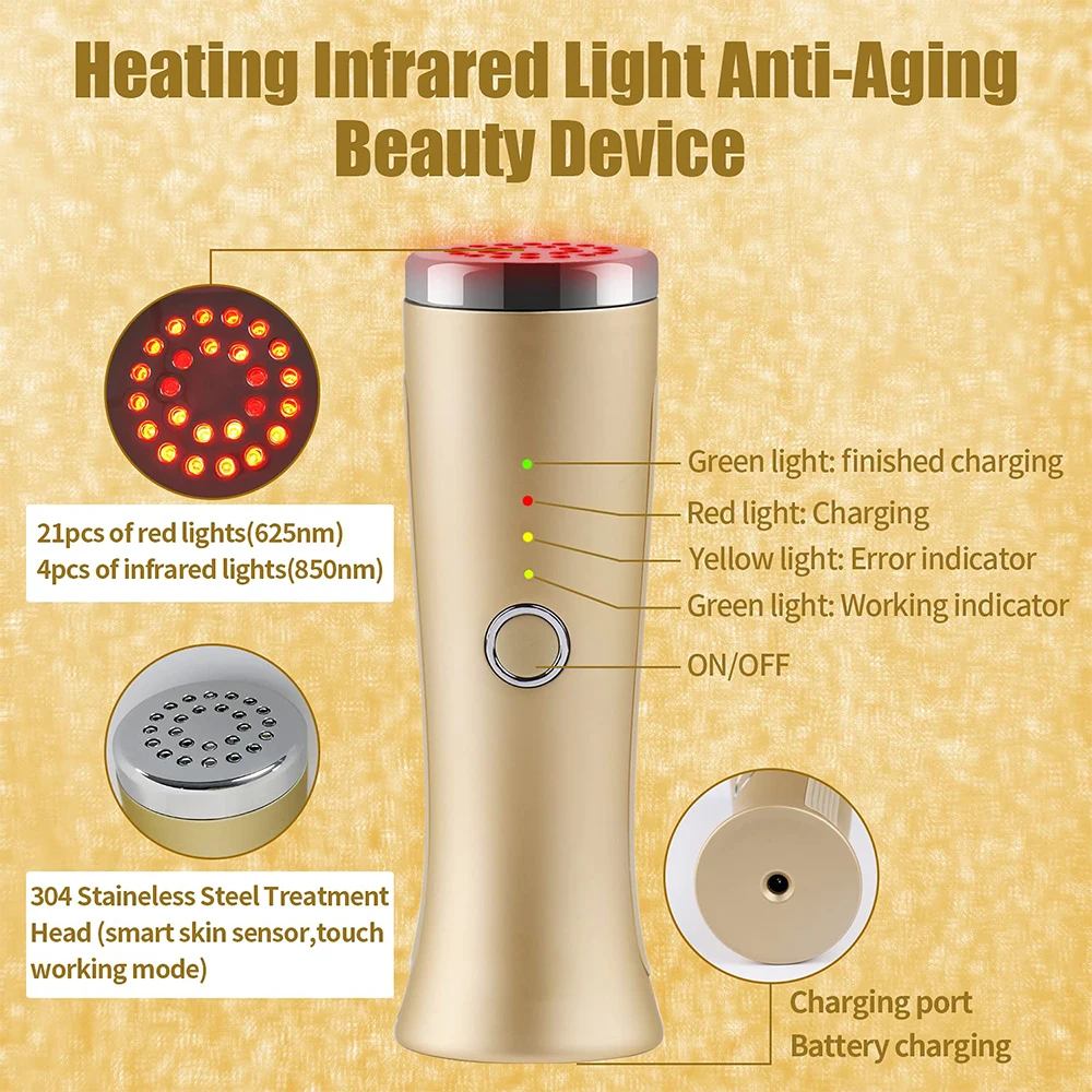 625/825nm LED Red Light Photon Therapy Infrared Beauty Care Skin Tightening Anti Aging Face Lift Device Facial Skin Wand Massage