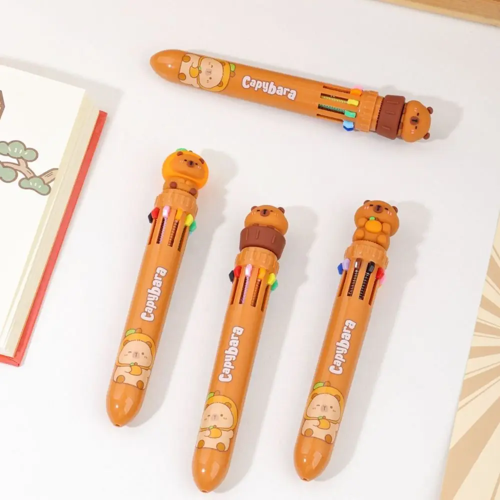 0,7 Nib Capibara Balpen Grappige Creatieve Tien Kleuren Balpen Sneldrogende Inktpers Type Gekleurde Marker Kinderen