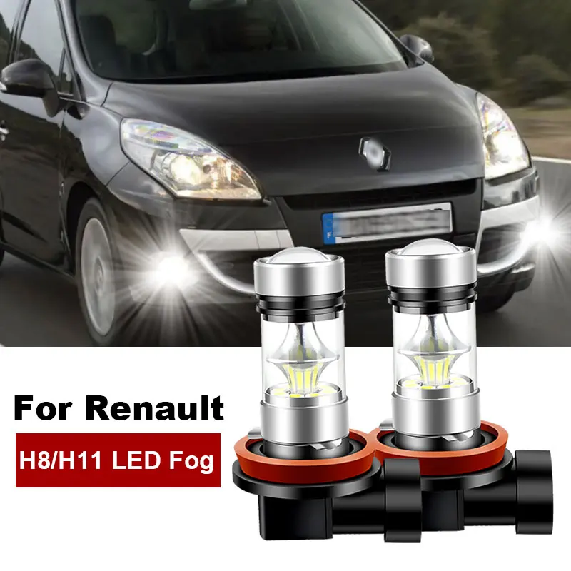 2x For Renault Scenic 2 3 4 2003-2020 For Renault Twingo 2 3 2007-2020 LED H8 H11 Fog Light Bulb Car DRL Lamp 6000K 12V 4800LM