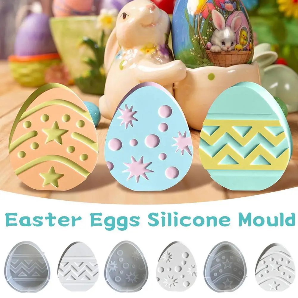 Lovely Egg Silicone Molds Easter Egg Plaster Concrete DIY Molds Eggs Candle Mould Home Decor Molds Home Handicraft Casting