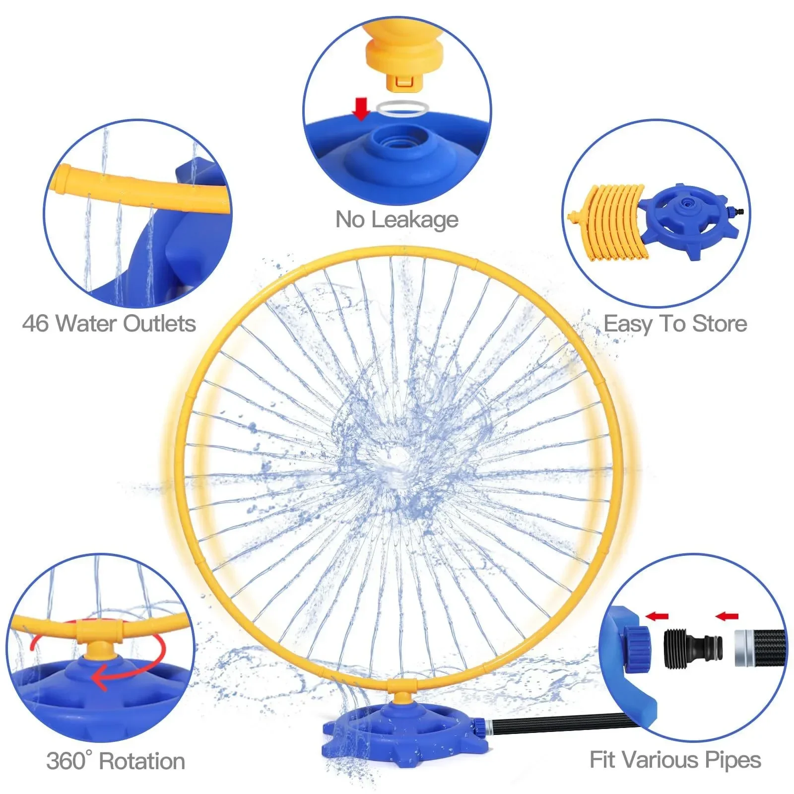 เด็ก Sprinkler น้ําวงกลมแหวนหมุนสเปรย์สวนกลางแจ้งน้ําของเล่นเล่นชุด Backyard สนามหญ้า Sprinkler ของเล่นสําหรับชายหญิง